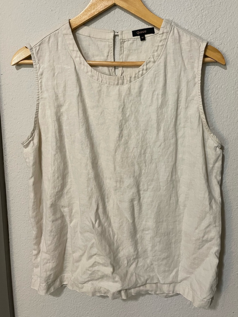 Quince Natural European Linen Sleeveless Shell Top minimalist office m